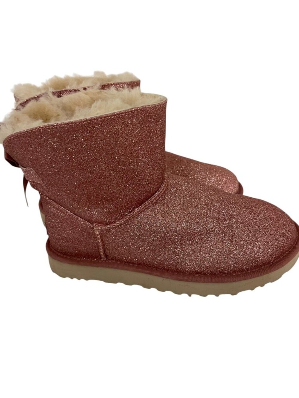 Ugg Australia Womens Boots EU 40 US 9 Mini Bailey Pink Glitter Sheepskin NWOB